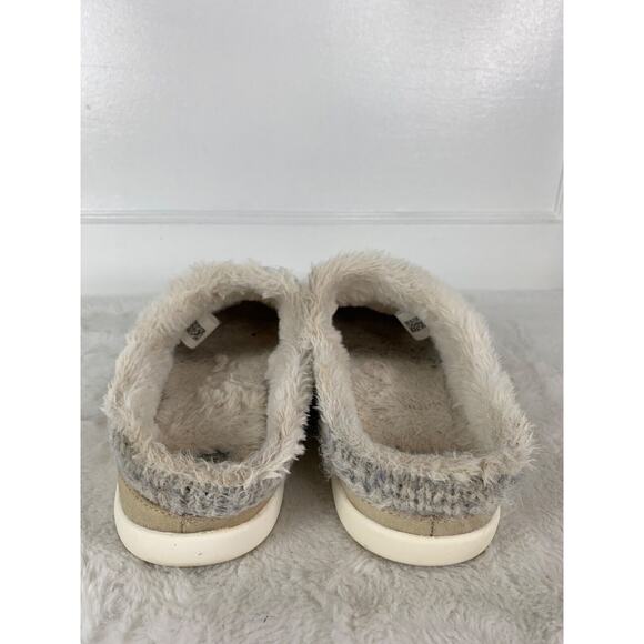 TOMS Knit Slip-On Slippers Gray With Faux Fur Lining Cozy & Comfortable womens 8 - Picture 3 of 9